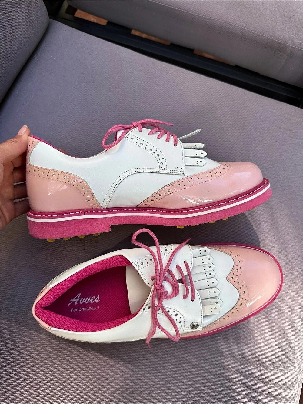 AVVES Women's Golf Sneakers Pink & White US 8